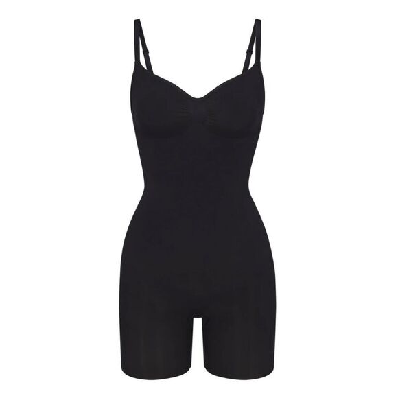 Skims Seamless Sculpting Mid Thigh Bodysuit In Onyx Size S NIB - Picture 1 of 6